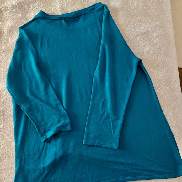Sweater, 3/5 sleeve, Aqua (more green than photo shows) Generous sz L - Picture 4 of 4
